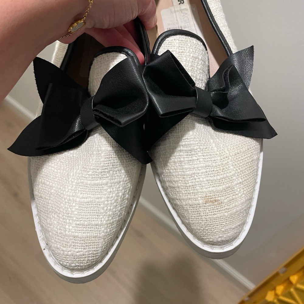 Karl Lagerfeld Black and White Bow Women's Loafers